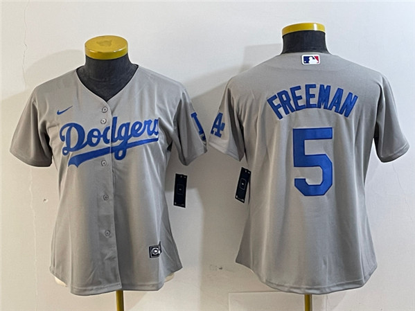 Women's Los Angeles Dodgers #5 Freddie Freeman Gray Stitched Jersey(Run Small)